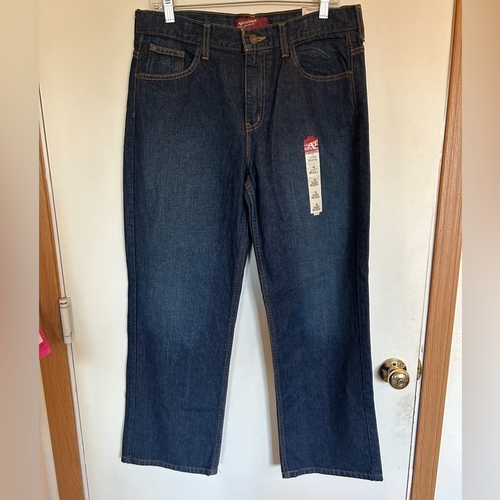 NWT Arizona jeans 18 husky relaxed, fit straight leg denim jeans